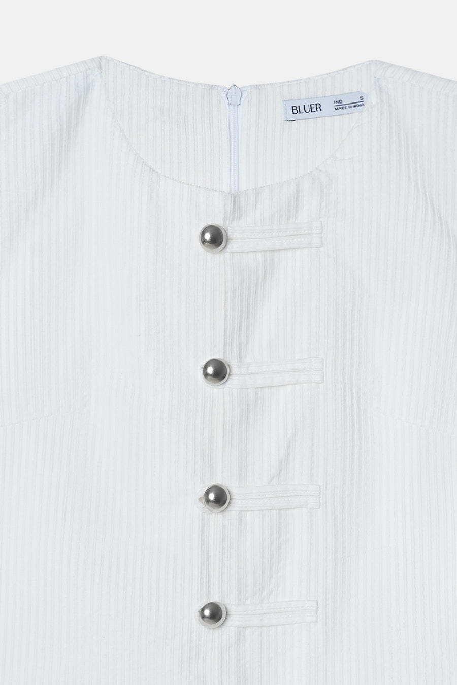 Buttoned Corduroy Top- White