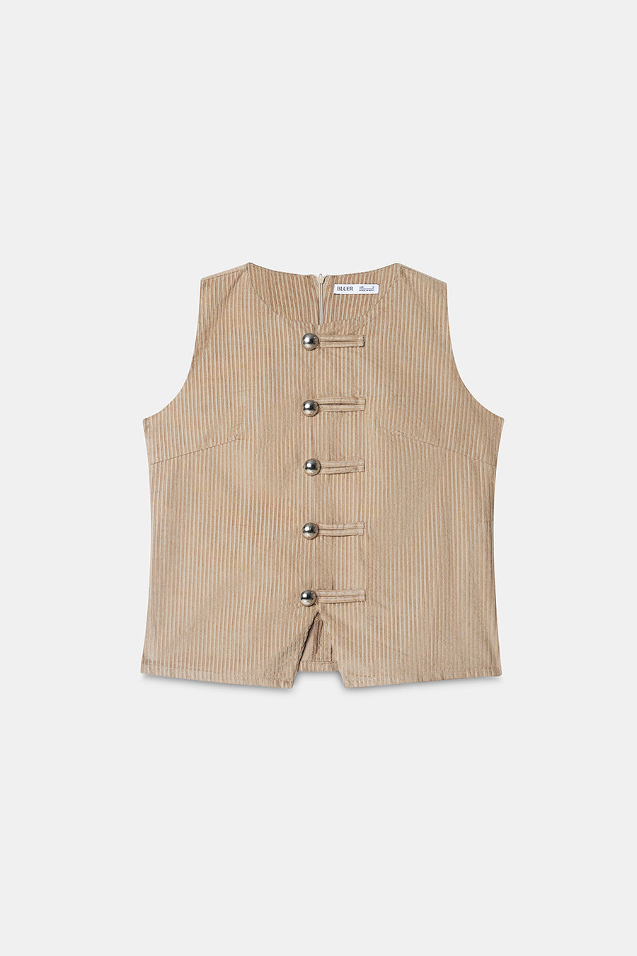 Buttoned Corduroy Top- Beige