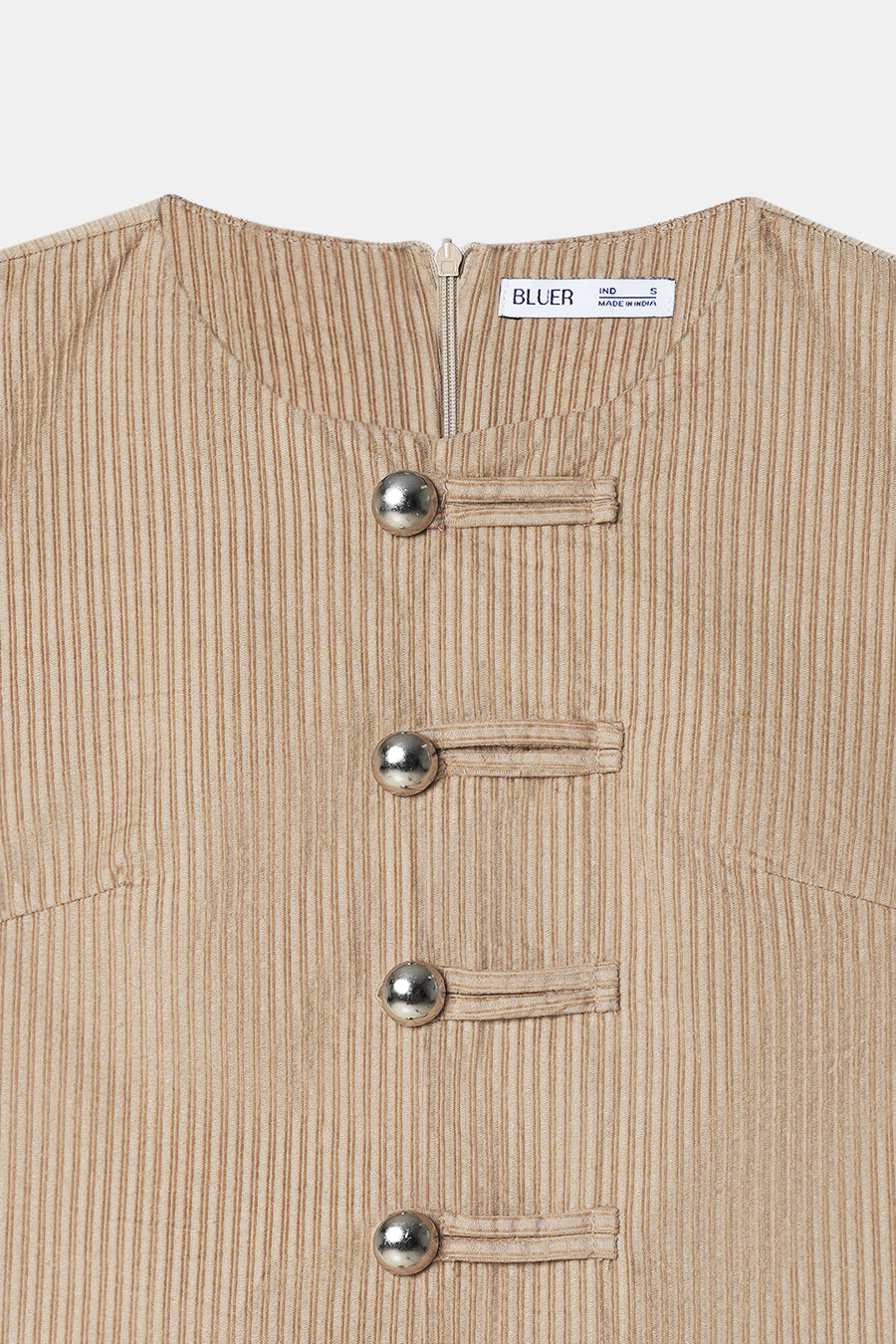 Buttoned Corduroy Top- Beige