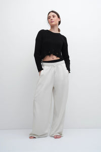 Charcoal Crop Ripped Sweater