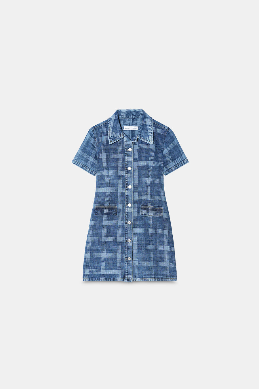 Check Pattern Denim Shirt Dress