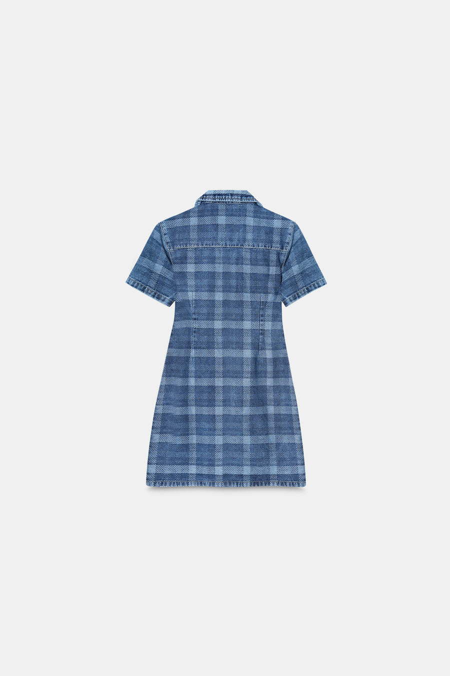 Check Pattern Denim Shirt Dress