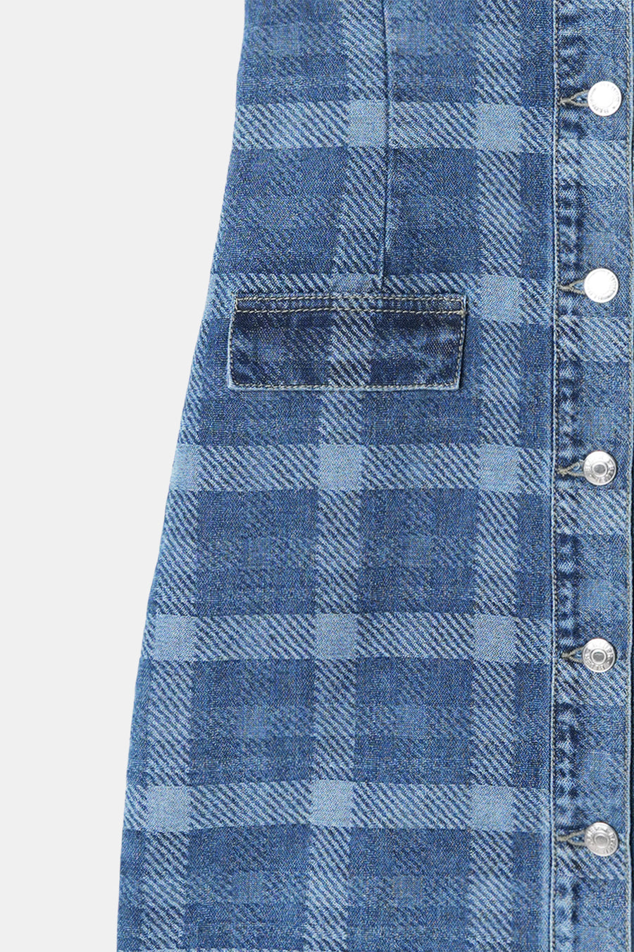 Check Pattern Denim Shirt Dress