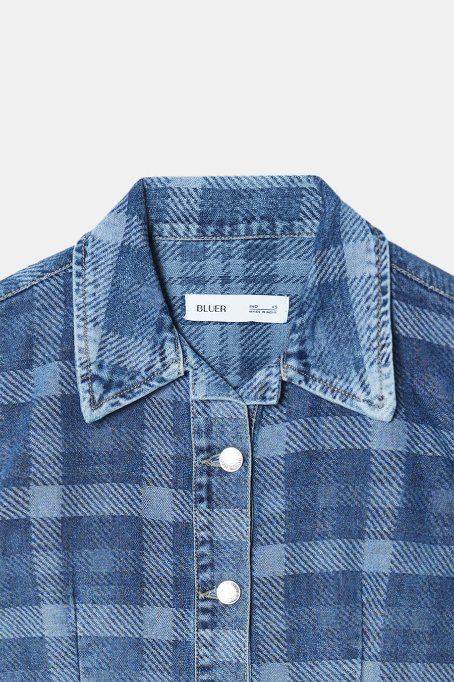 Check Pattern Denim Shirt Dress