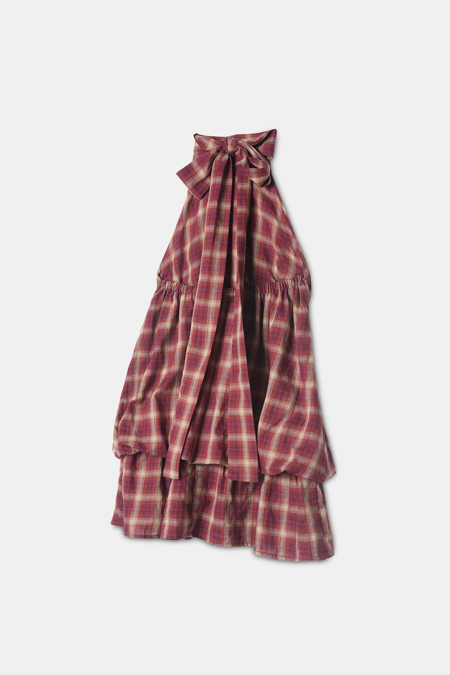 Checkered Halter-Neck Bubble Dress