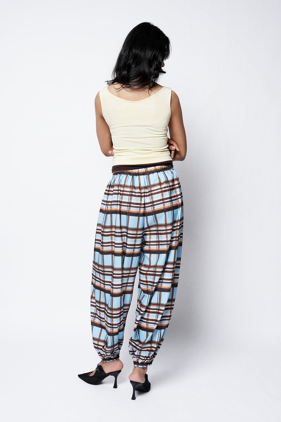Checkered Balloon Pull-On Trouser