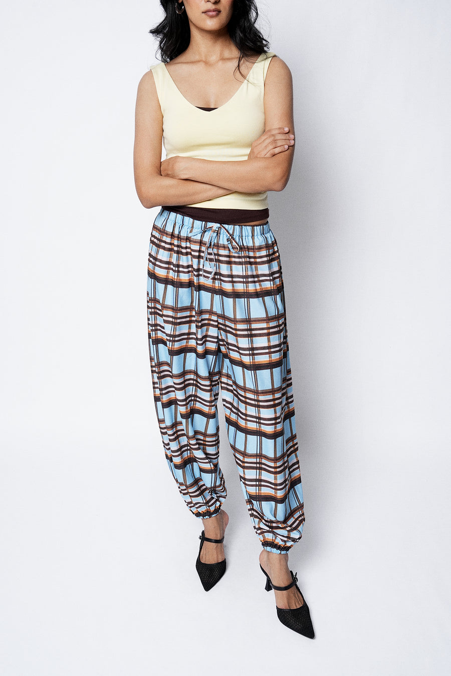 Checkered Balloon Pull-On Trouser