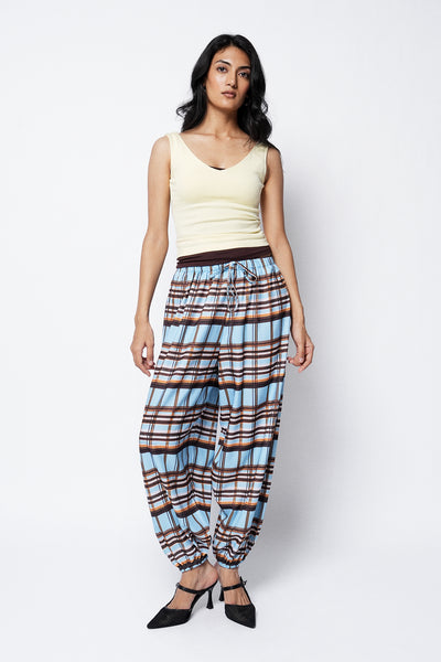 Checkered Balloon Pull-On Trouser