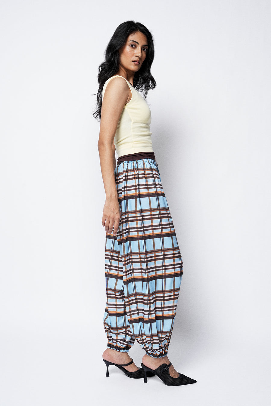 Checkered Balloon Pull-On Trouser