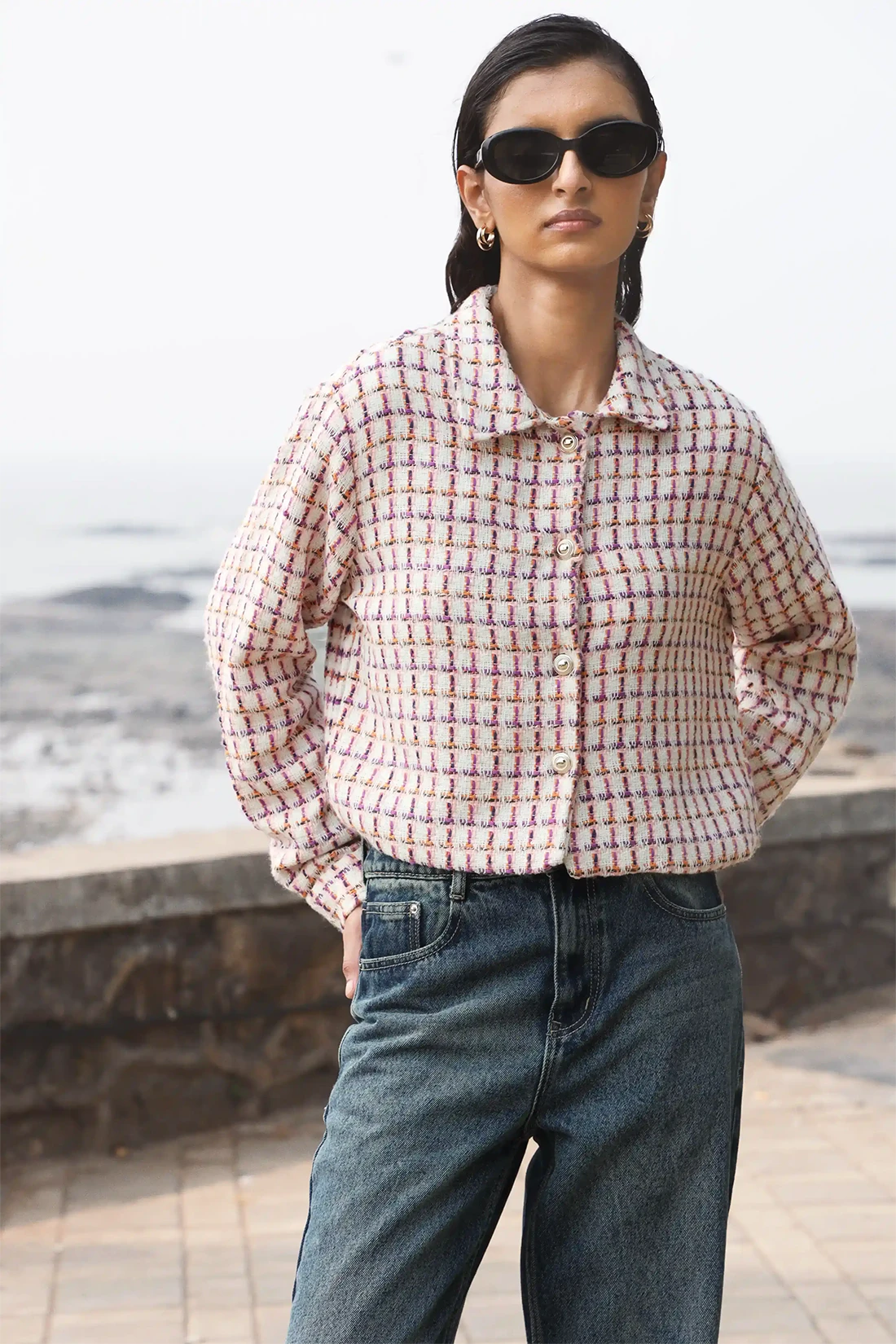 Checkered Tweed Jacket