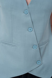 Cloud Blue Asymmetric Tailored Waistcoat