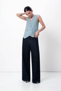 Cloud Blue Asymmetric Tailored Waistcoat