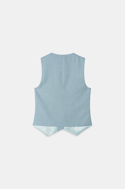 Cloud Blue Asymmetric Tailored Waistcoat
