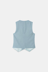 Cloud Blue Asymmetric Tailored Waistcoat