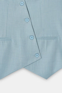 Cloud Blue Asymmetric Tailored Waistcoat