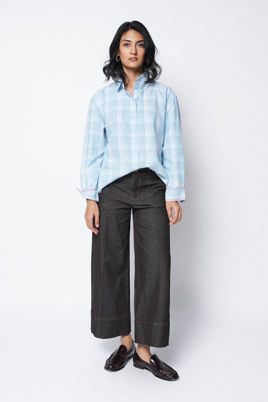 Contrast Stitch Checkered Shirt