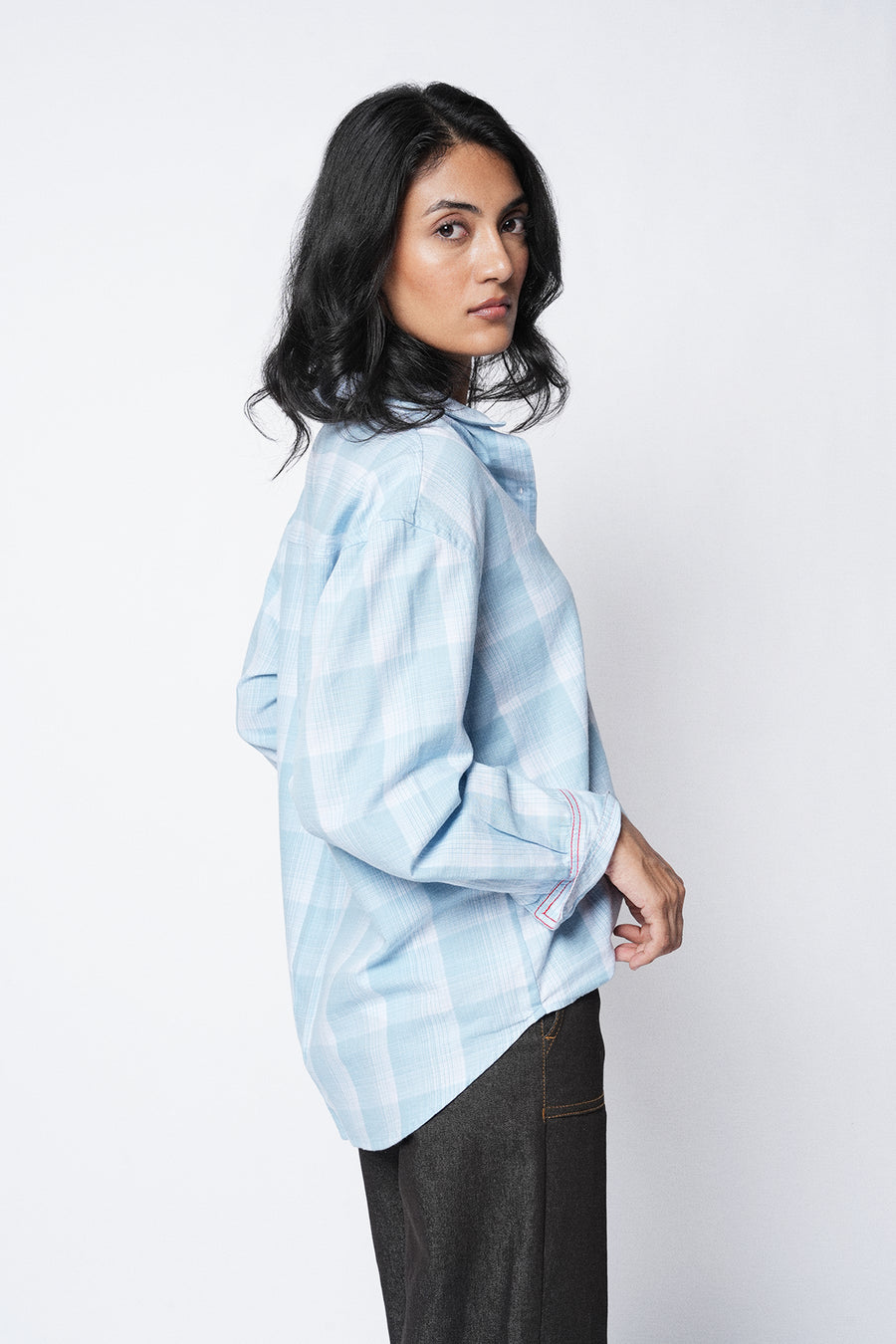 Contrast Stitch Checkered Shirt