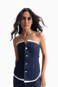 Denim Top With Contrast Detail