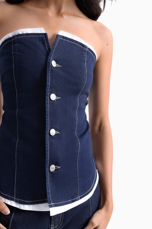 Denim Top With Contrast Detail