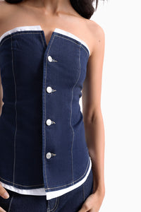 Denim Top With Contrast Detail