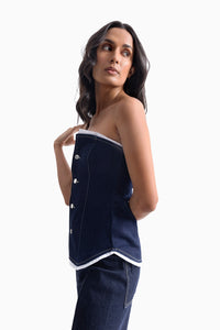 Denim Top With Contrast Detail