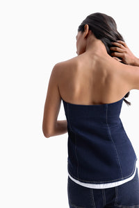 Denim Top With Contrast Detail