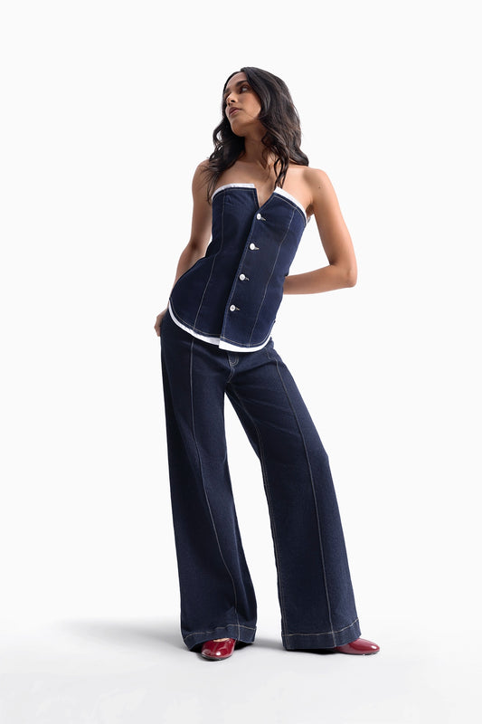 Denim Top With Contrast Detail