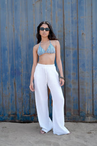 White Linen Drawstring Pants