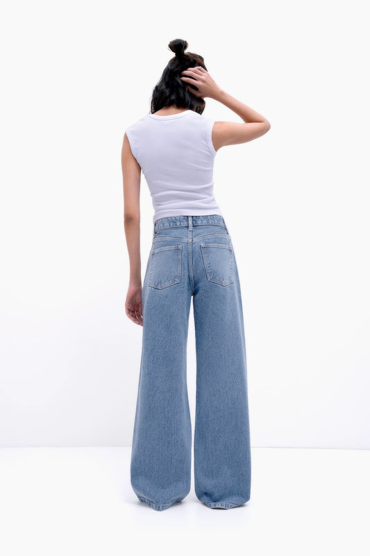 Crossover Wide-Leg Jeans
