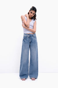 Crossover Wide-Leg Jeans