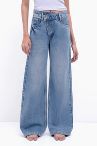 Crossover Wide-Leg Jeans