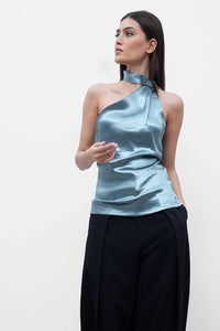 Crushed Satin Scarf Top