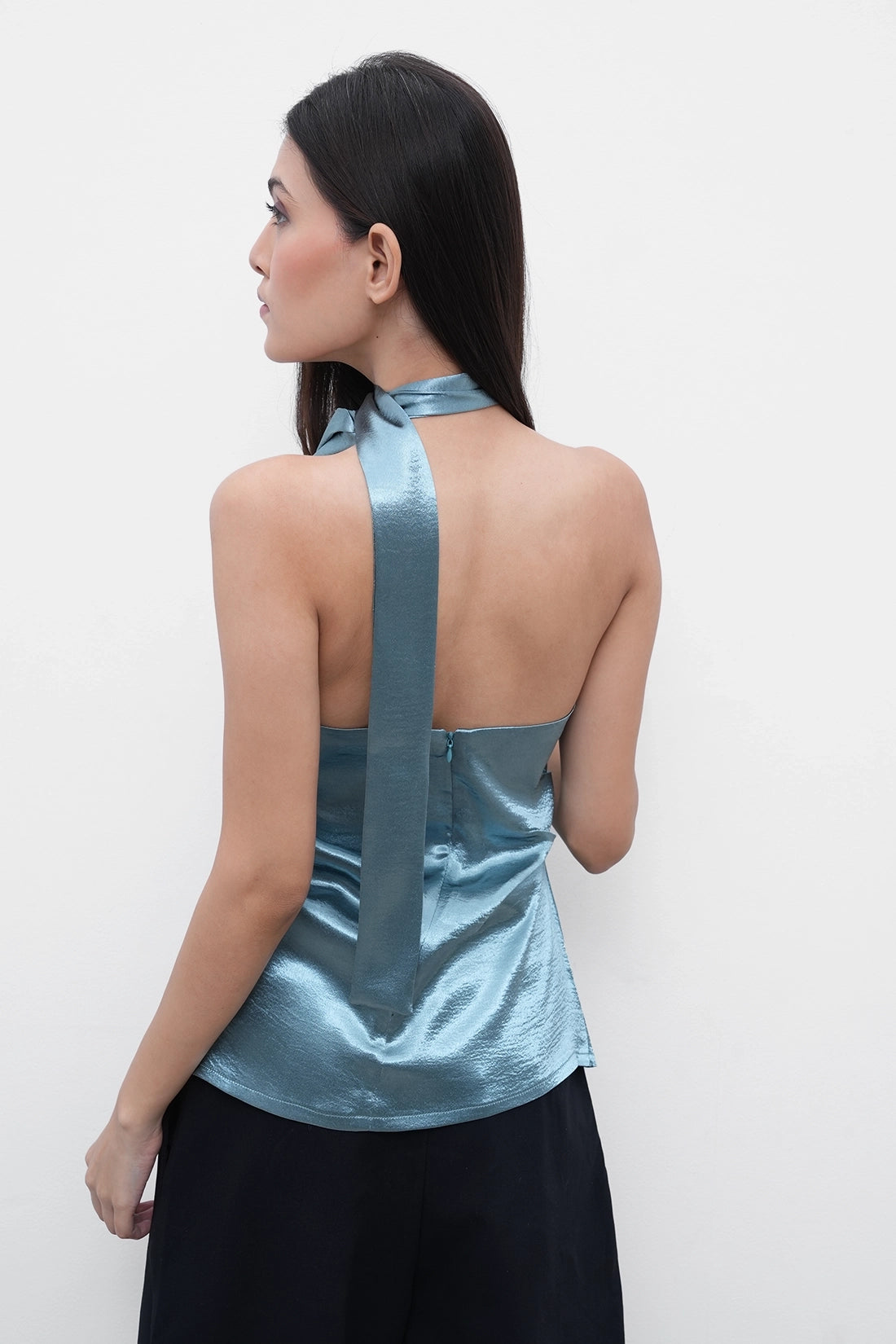 Crushed Satin Scarf Top
