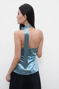 Crushed Satin Scarf Top