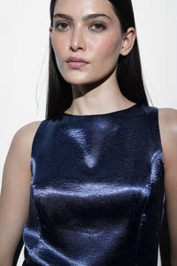 Crushed Satin Top With Contrast Bow