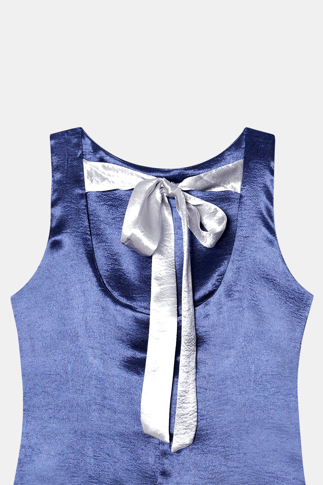 Crushed Satin Top With Contrast Bow