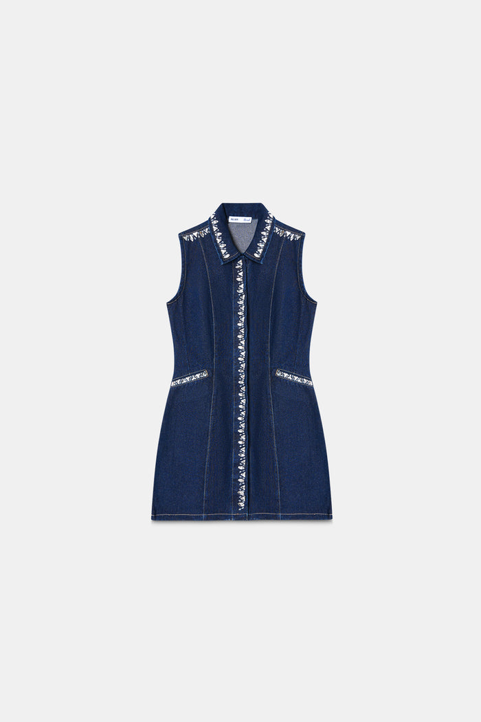 Crystal Embellished Denim Dress