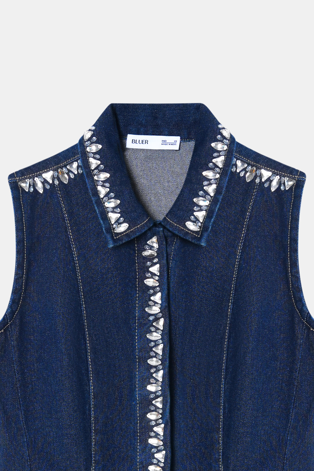 Crystal Embellished Denim Dress