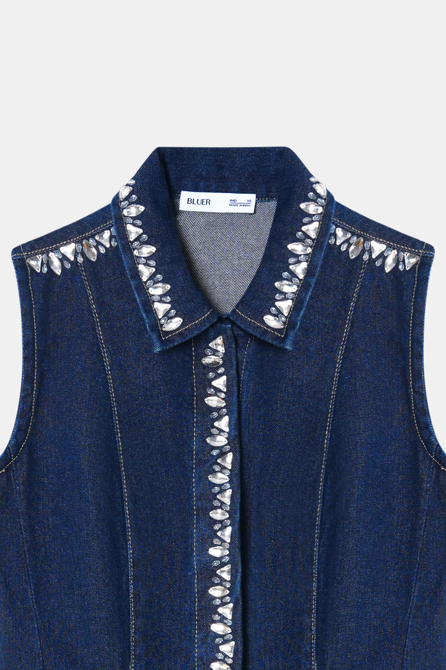 Crystal Embellished Denim Dress