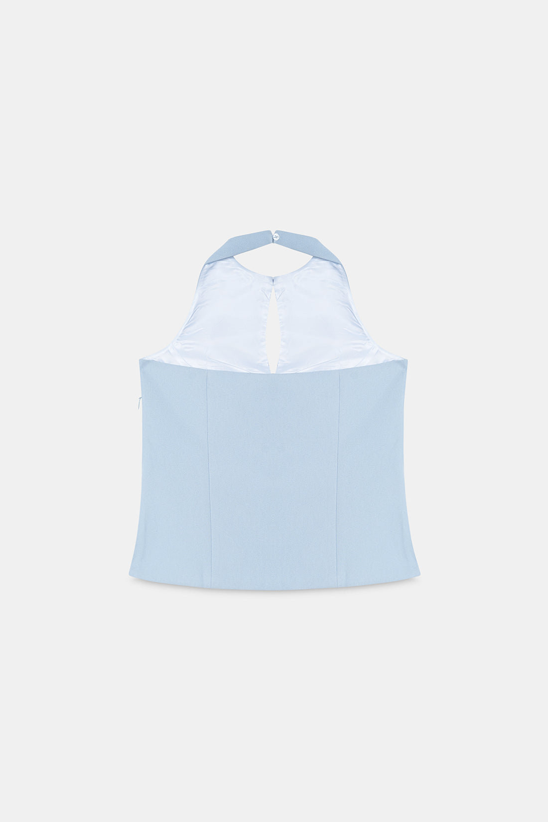 Cut-Out Halter Top with Bows- Blue