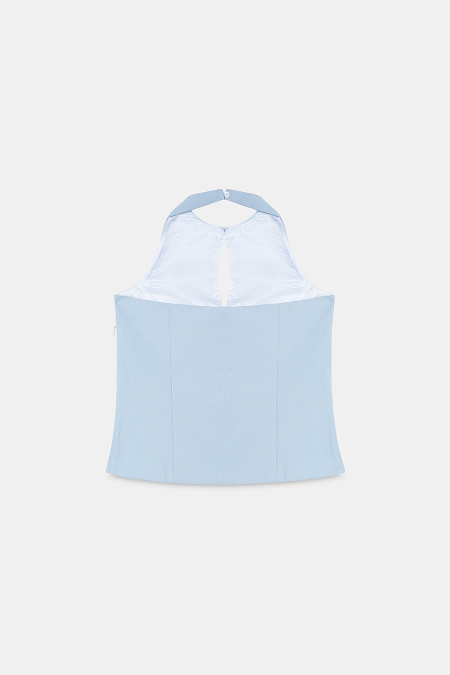 Cut-Out Halter Top with Bows- Blue