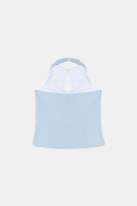 Cut-Out Halter Top with Bows- Blue