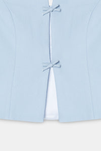 Cut-Out Halter Top with Bows- Blue