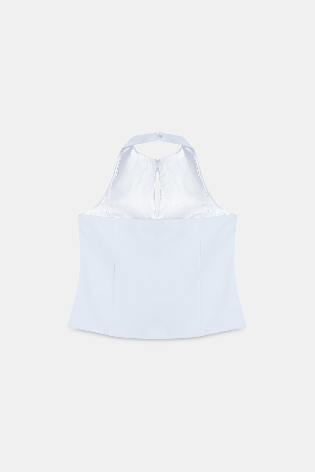 Cut-Out Halter Top with Bows- White