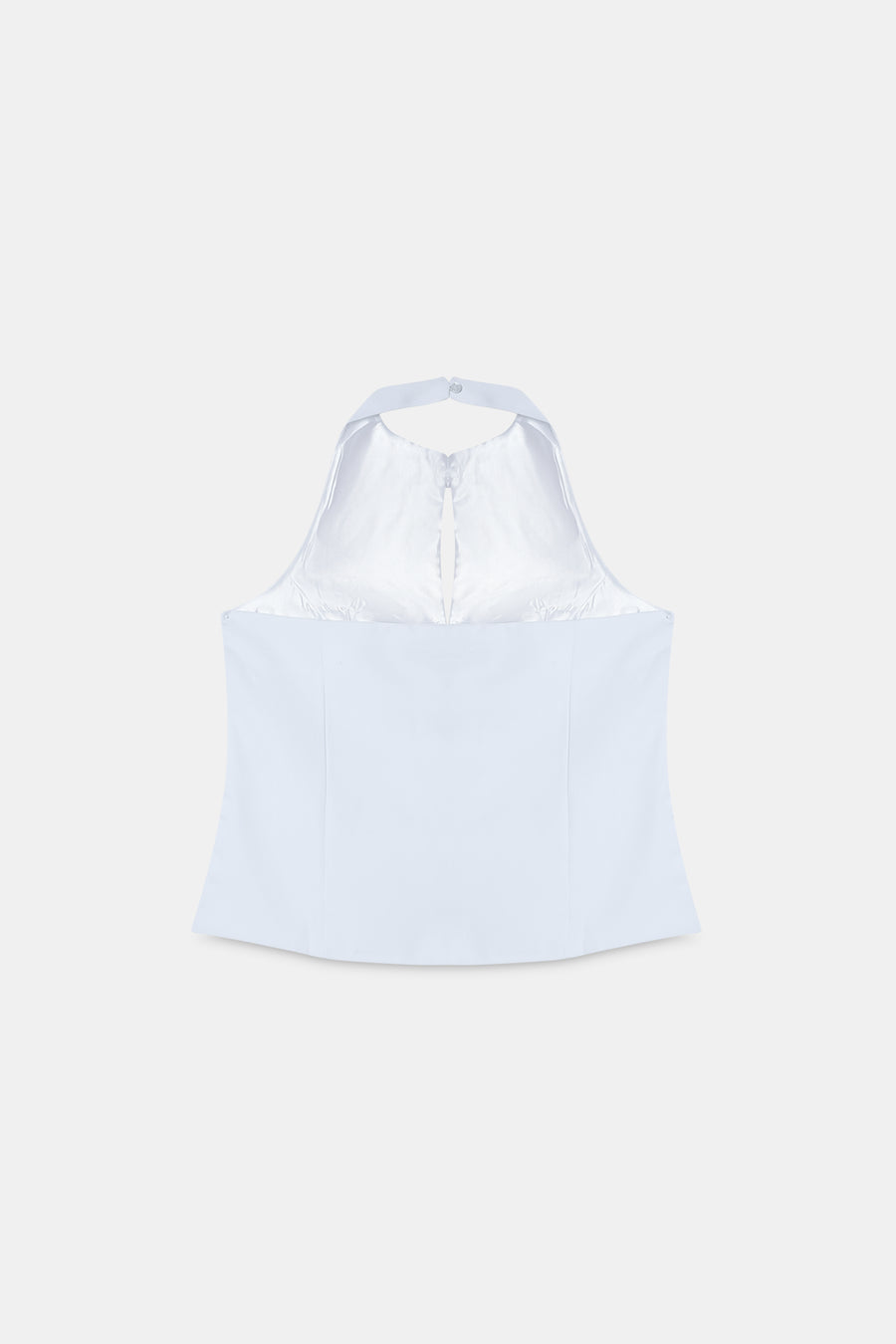 Cut-Out Halter Top with Bows- White