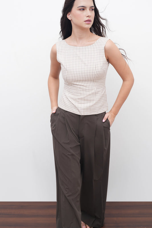 Checkered Backless Bow Top