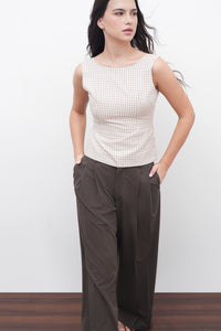 Checkered Backless Bow Top