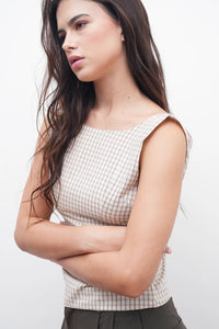 Checkered Backless Bow Top