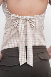 Checkered Backless Bow Top