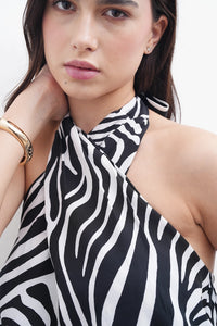 Halter Neck Zebra Print Top